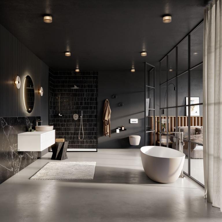 Zu sehen sind Sanitärgegenstände aus der Antao Serie der Fa. Villeroy & Boch